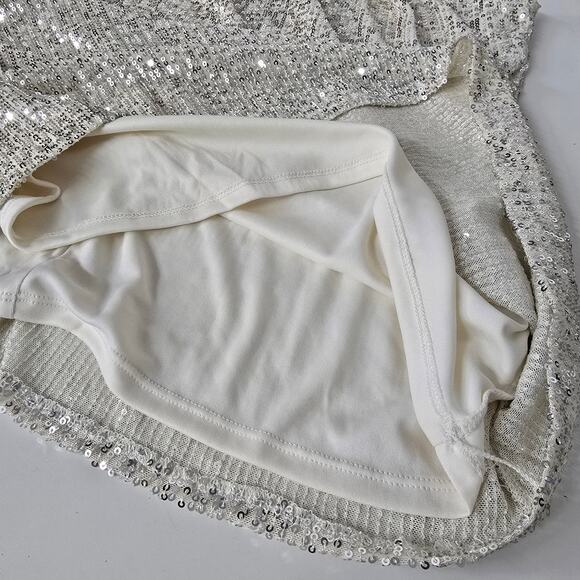 NWT Calvin Klein Sequin Top Blouse Size M Sleeveless Tie Front Halter neck Cream - Picture 9 of 12